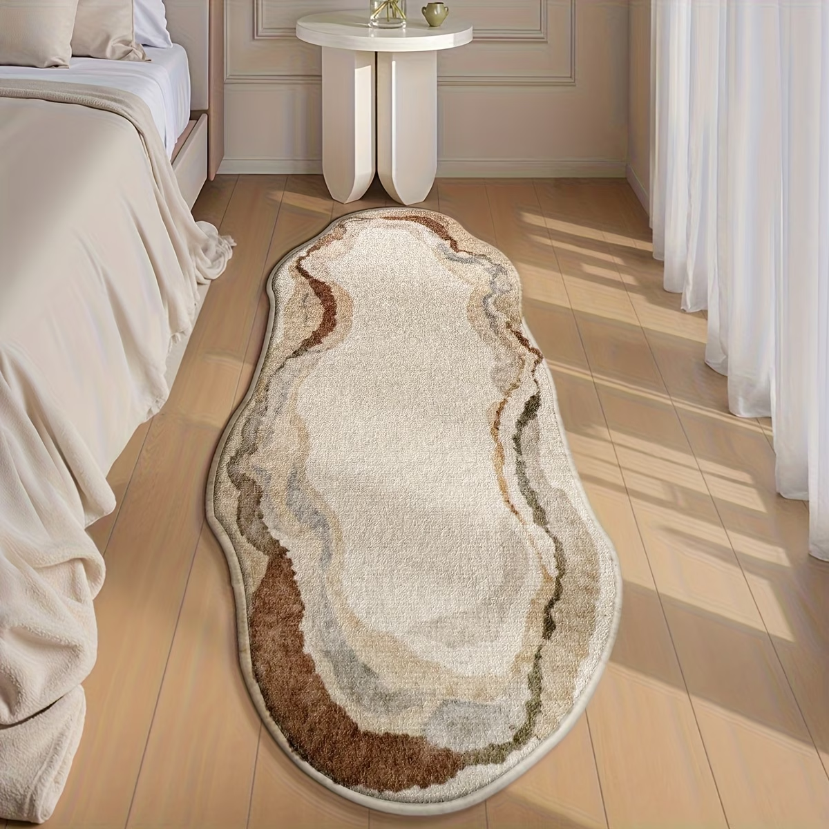 Rectangular floor mat, simple printed irregular bedside rug