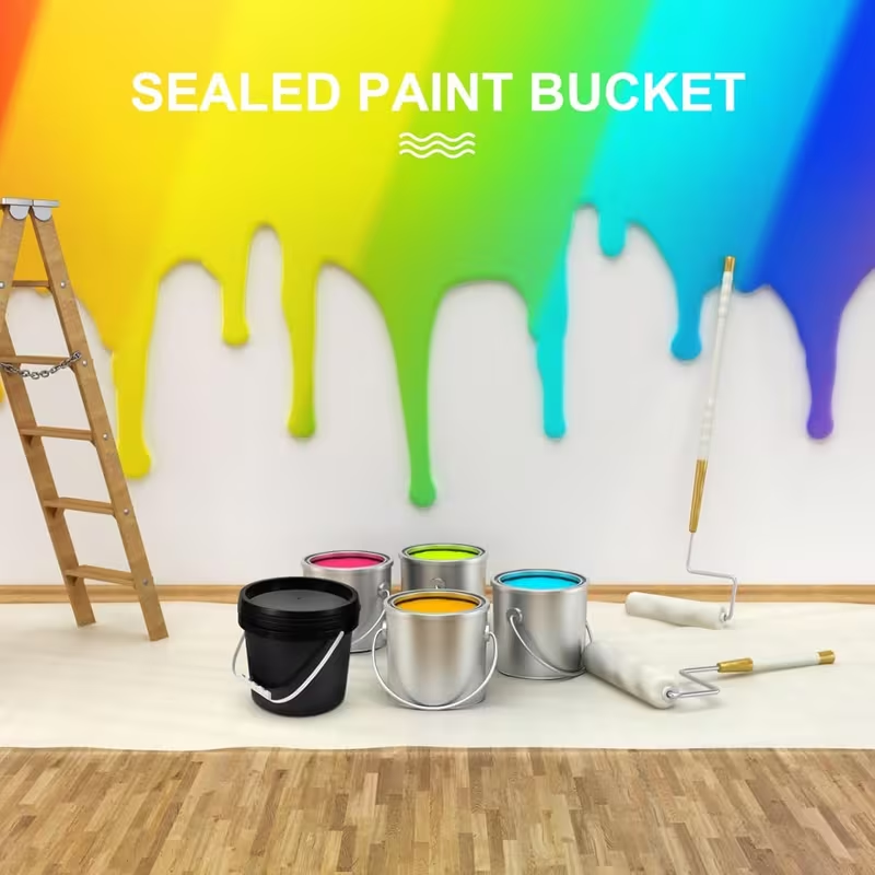 1.06-gallon black plastic bucket with handle and lid