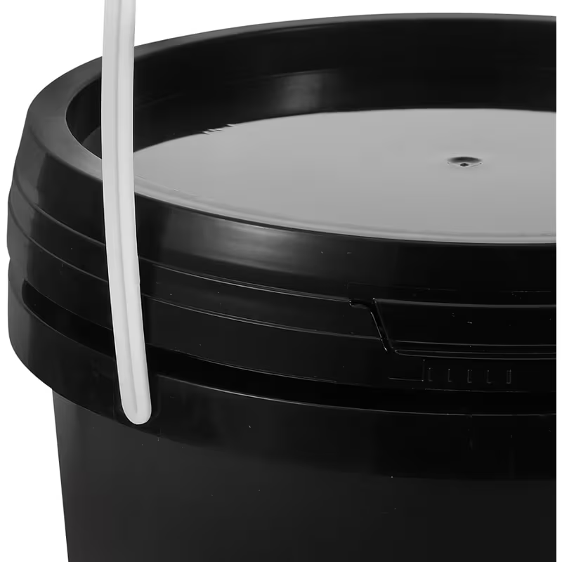 1.06-gallon black plastic bucket with handle and lid