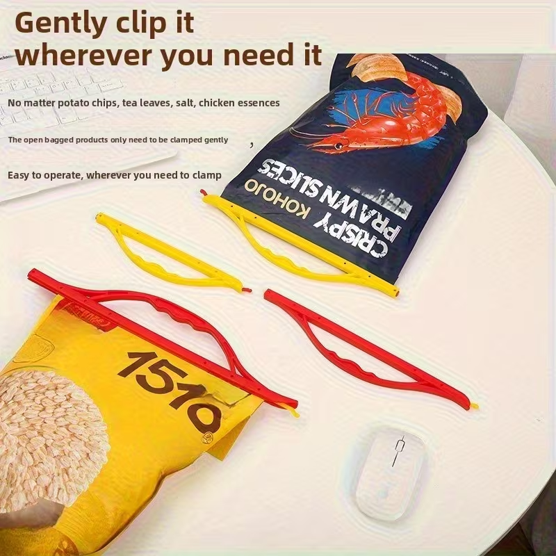 Portable sealing clips for fries, bread, and snack bags.
