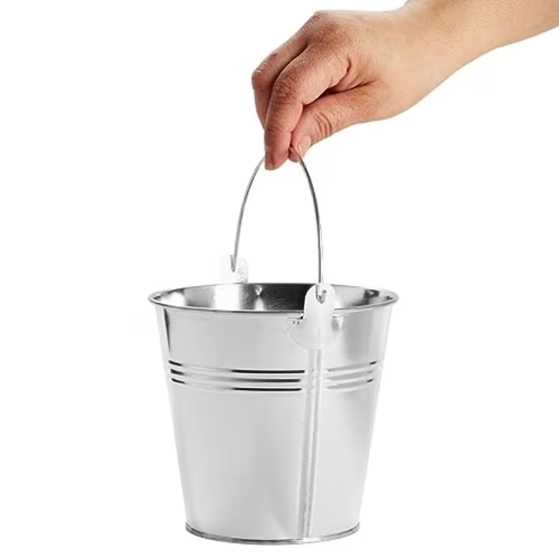 12-pack vintage galvanized metal buckets with handles