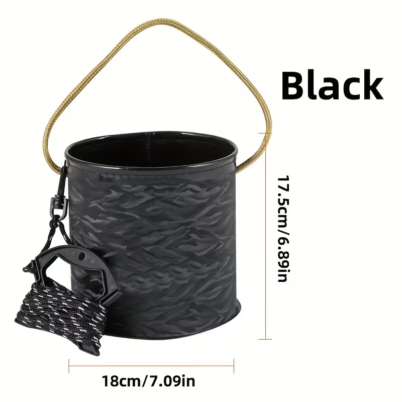 This collapsible bucket features a 3D design and is a portable plastic container.
