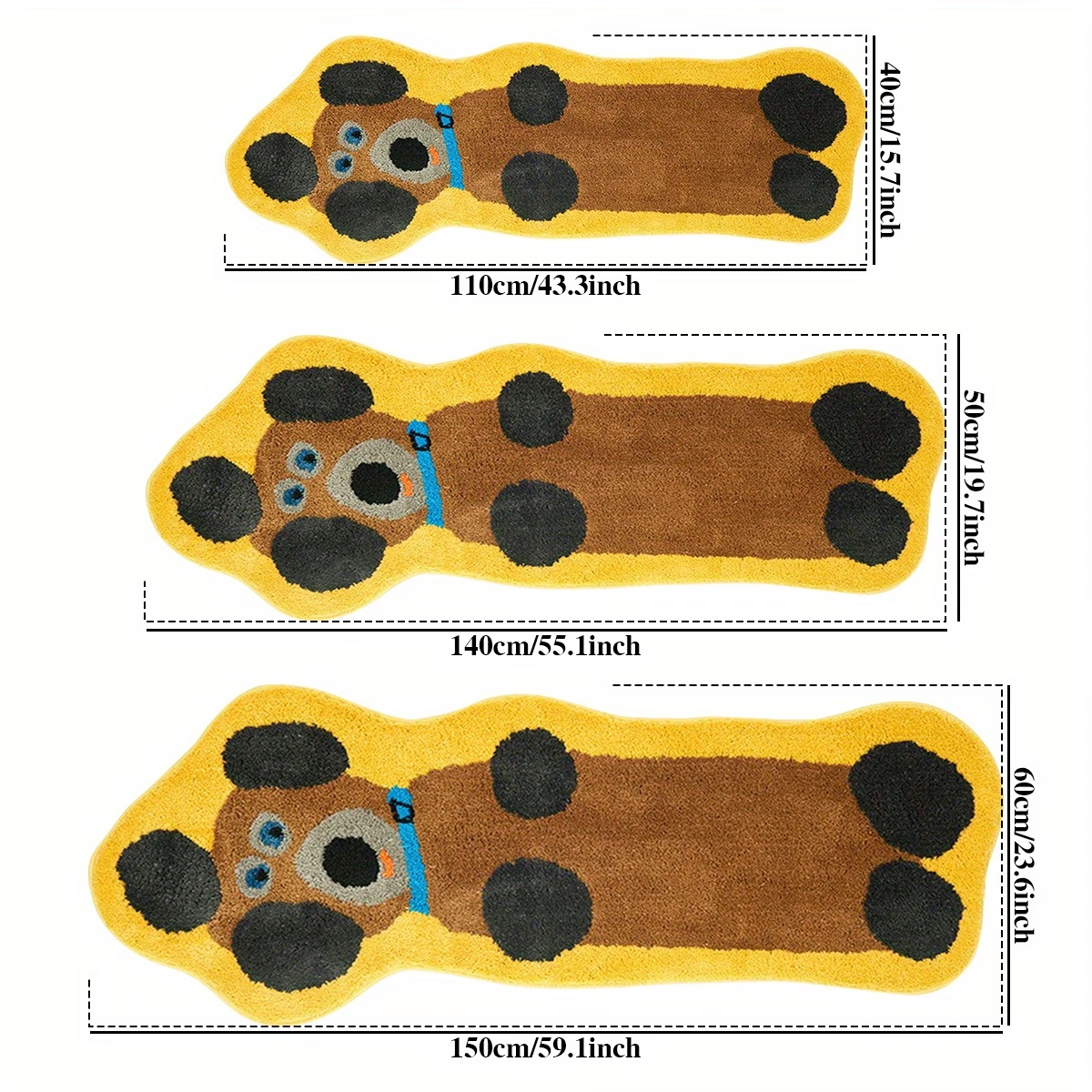 Single-pack rug, suitable for bedside use - non-slip mat with dachshund graffiti pattern.