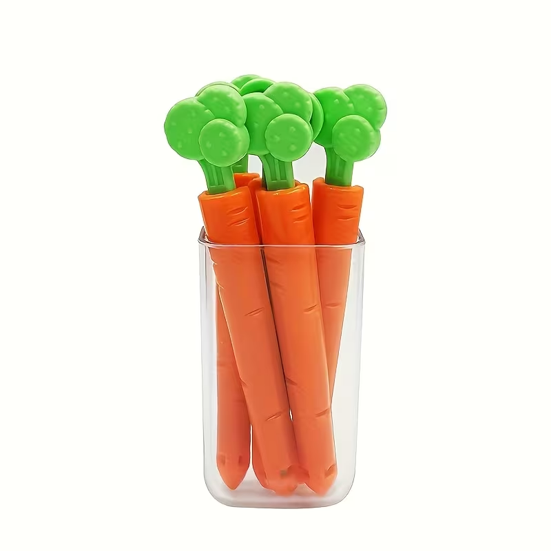 12-pack of magnetic carrot-shaped plastic clips - non-food contact